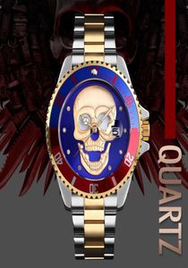 Skmei Mens Skull Quartz Watch Men Skeleton Creative Watches inossidabile orologio da polso impermeabile Relogio Masculino2973305660