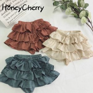 Pantolon Honeycherry Yeni Etek Şort Koreli Saf Renkli Pamuk Kısa Pantolon Kızlar Toddler Kız Şort Kız Yaz Şort