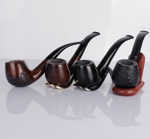 Classic Carved Wooden Smoking Pipe Tobacco Accessory Traditional Style Natural Handmade Cigar Pipe Curved Smoke Tools Gift T2007246017476