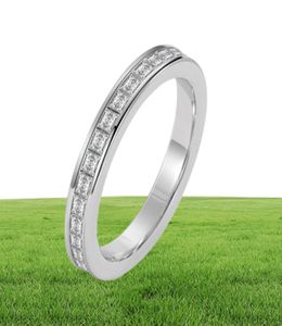 2021 Nuovo arrivo Simple Fashion Jewelry Real 100 925 Sterling Siver Full Princess Cut White Topaz Cz Diamond Women Wedding Band R3847194