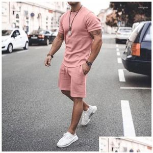 Mens Tracksuits Mens Tracksuits Basic T Shirt Shorts Set Casual Plain Sports Sports Chic Kpop Gym Stretch 5xl Tracksuit Luxury Clothe Dhybm