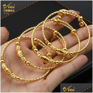 Bangle Aniid 2Pcs/Lot Dubai Gold Color For Girls/Baby/Kids Charm Gypsophila Bracelet Bells Heart Jewelry Child Christmas Drop Deliver Dhzn0