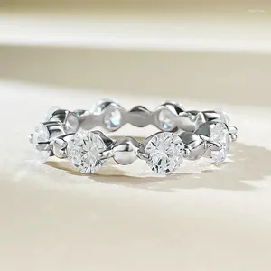 Anelli a grappolo s925 anello di diamanti per tallone rotondo argento semplice piccolo gioielli a strati piccoli e versatili