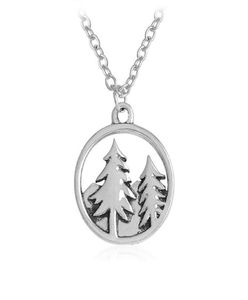 2017 New Fashion Mountain Forest Christmas Tree Pendant Charm Necklace Sisters Girls Kids Family Gift 2294701329