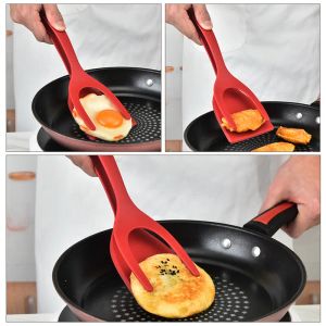 2 in 1 Grip and Flip Spatula Tongs Egg Flipper Tong Steak Spatula Tongs Clamp Pancake Fried Turners Kitchen Accessories