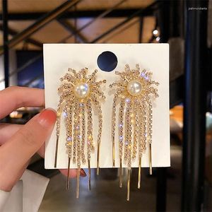 Dingle örhängen lång tofs solros personligt pärla mode för kvinnor koreanska örhänge dagliga födelsedagsfest smycken gåvor