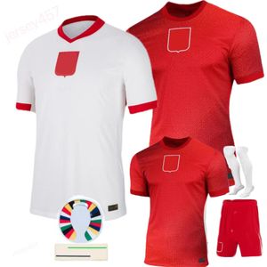 Kinder Polen Fußballtrikot Lewandowski Home Away 2024 Euro Cup Polska Nationalmannschaft Milik Krychowiak Piszczek Piatek Grosicki Zielinski Soccer Trikots Kit Männer Männer