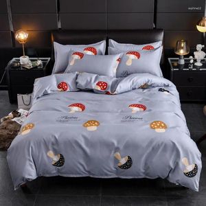 Bedding Sets 2024 Mushroom Printing Duvet Cover King RU USA AU EU Size Sheet Set Bedroom Bed Linen