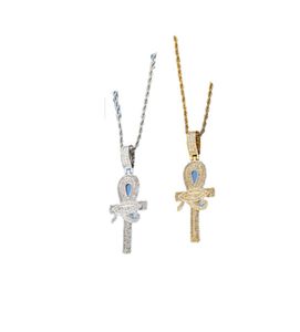 Nuovo arrivo Arrivo Ankh Key of Life Collana a sospensione con catena di corda Hip Hop Silver Gold come Gifts2708673