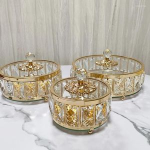 Storage Bottles European Crystal Glass Fruit Plate Living Room Table Candy Nut Box Sundries Tray Jar Home Decoration