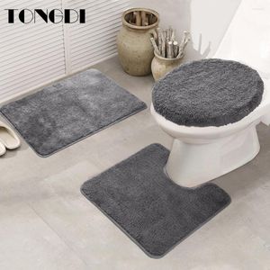 Bath Mats TONGDI Bathroom Carpet Toilet Seat Cushion Soft Shower Absorbent Suede TPE Material Non-slip Sop Rug Decoration ForBathroom