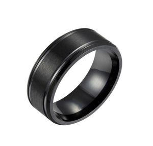 Loredana 8mm Black and White Gold Three Colors Solid Color Matte Double Bevel Stainless Steel Men039s Rings Tailored for Men Q05819277681