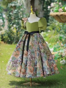 Lovely Green Jewel Girl's Pageant Dresses Girl's Birthday/Party Dresses Flower Girl Dresses Girls vardag kjolar barnkläder SZ 2-10 D413319 Träanda