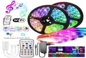 Ny WiFi LED -strip Light RGB 50502835 Flexibelt band fita RGB LED -lampor Tejpdiode 20M5M DC 12V och WIFI Controller3116940