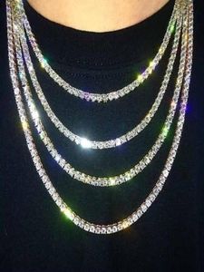 Hip Hop White Zircon Chains المجوهرات رجال نساء تنس سلسلة الأزياء