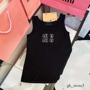 Mui Mui Top Woman Designer Vests Tshirts Miui Рубашка летняя женская футболка танков с бриллиантами