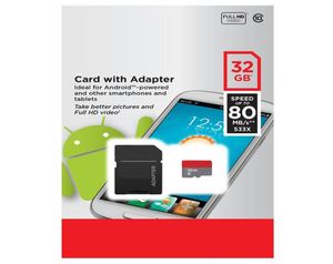 64 GB 32 GB 16 GB 128GB 256 GB White 80 MBS robot Android Classe 10 C10 Flash TF Memory Card Pacchetto al dettaglio con Adapter SD4116092