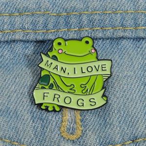 Man I Love Frogs Enamel Pins Custom MILF Brooches Lapel Badges Cartoon Funny Animal Jewelry Gift for Kids Friends