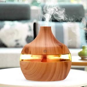 Humidifiers USB Electric Humidifier Aroma Oil Diffuser Ultrasonic Wood Grain Air Humidifier Mini Cool Mist Maker Home LED Light