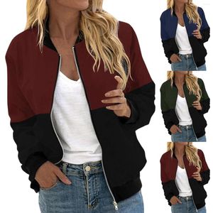 Kvinnorjackor Spring Autumn Casual Jacket For Women Zip Up Ladies Coats Stand Collar Short Sports Outwear Långärmad kvinnliga kläder