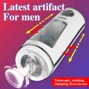 Objekt Full Automatic Thrusting Kolv Male Masturbator Infällbar röstinteraktion Elektrisk maskinblåsning Sug för män 210618