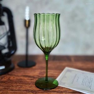 Weingläser handgefertigter Champagner Brandy Rotglas Retro große Kapazität Hochzeitsfeier Cocktail Whisky Goblet Dekor Blumenformierte Getränkehalte