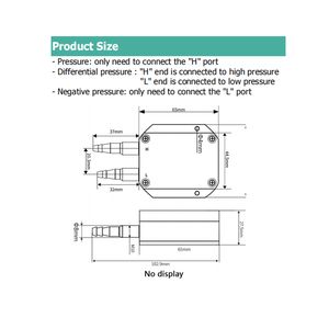 Sensore di pressione dell'aria LCD Trasmettitore di pressione differenziale del vento digitale 4-20 MA Uscita -50-0-100kPa Trasmettitore di pressione del gas DC24V