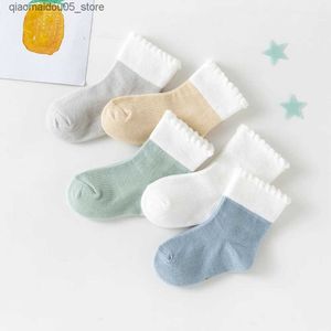 Kids Socks 5 pairs/batch of 0-2Y baby socks summer pure cotton colored childrens socks girls cute newborn boys and childrens socks Q240413