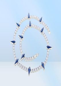 2022 new Korean fashion graduated niche design zircon tennis chain pointed pendant luminous effect black panther necklace256V3823458