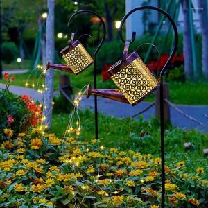 Storage Bags Outdoor Solar LED Watering Can Light Garden Lights With Hook For Yard Balcony Decoration Flashing