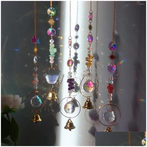 Decorazioni da giardino AB Color Crystal Ciondolo Suncatcher Sun con catcher di pietra naturale Decorazione per esterni Maker Bells Home Decors Dha6h