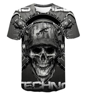 Schädel T -Shirt Männer Skelett T -Shirt Punk Rock T -Shirt Gun T -Shirts 3D -Druck T -Shirt Vintage Men Kleidung Sommertimen Plus Size 6xl9750607