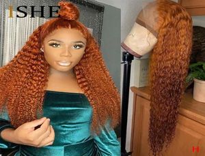 Ginger Orange Colored Human Hair Wigs Pre Plucked 13X6 Curly Part Lace Front Wigs For Black Women Natural Remy Glueless 1509415872