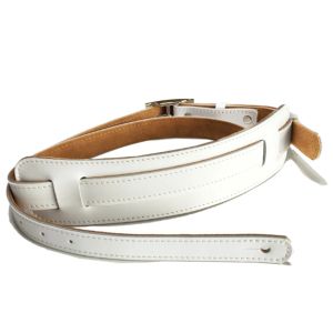 Hanger Durable Leather and Metal Buckle Electric Guitar Strap Belt Shoulder Pad Adjustable Vintage Guitar StrapsWhite Color