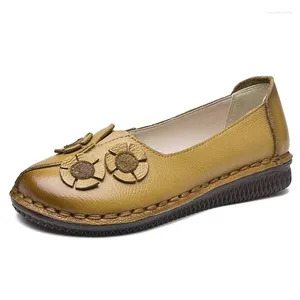 Casual Shoes Comemore Fashion Lady Retro Flats Bekväma Moccassin Leather Flat Women Mjuk gravida loafers Autumn Woman Slip On Shoe