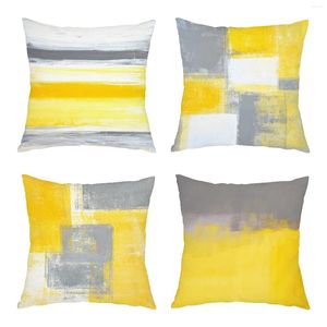 Travesseiro 4pcs sofá -cama extra macia com zíper de desgaste de tie resistente a tinta fácil limpa todas as estações Capas acessórios de carro decorativo amarelo