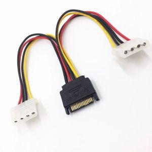 20 cm Stromverlängerungskabel Sata 4Pin Männlich an Molex IDE Dual Big 4Pin Female Kabeladapter für HDD -Festplatten -Hardware -Adapter