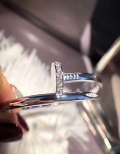 316L Gold Silver Titanium Steel Classic cz Bangle Nail Bracelet wedding Inlay Diamond Women and Men Love Jewelry Gift6677192