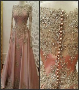2020 Nya långärmade aftonklänningar för kvinnor bär spetsapplikationer Abiye Dubai Caftan Muslim Prom Party Gowns Vestidos de Fiesta7531571