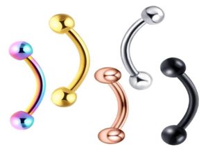 Banana Eyebrow Ring Sets Whole 120pcs Fashion Body Jewelry Stainless Steel Ear Barbell Eyebrow Piercing Mix 6 Color9995068