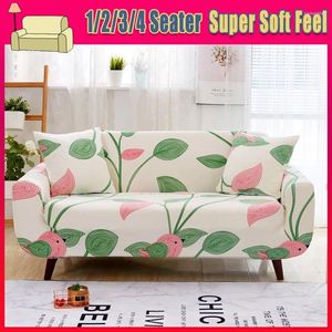 Pokrywa krzesła 1/2/3/4 SEater Flower Printed Sofa Cover Elastic Couch Slipcover Stretch Meble Protector-Shape z podłokietnikami