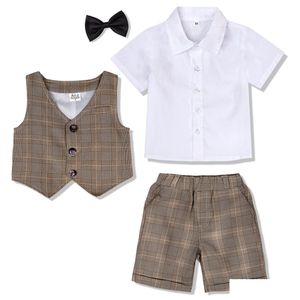 Set di abbigliamento 3 pezzi per bambini bambini abita formale abito formale per bidoni della camicia bianca estate con prua