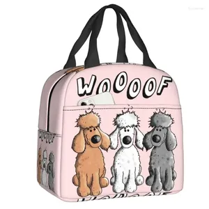 Förvaringspåsar Woof Poodles Thermal Isolated Women Cartoon Poodle Dog Cresuable Lunch Container för utomhuspicknickmatlåda