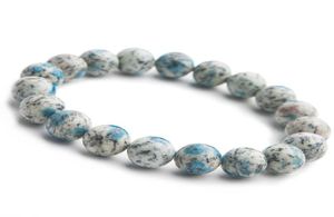 Woman Men Stretch Crystal Natural Stone Bracelet 11mm 12mm Genuine Granite Azurite Blue Crystal Natural K2 Jas per Bracelet3092862