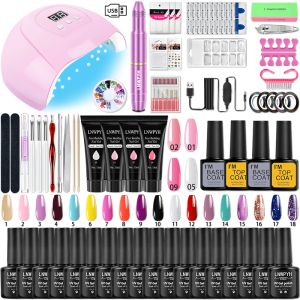 Kits Manicure Set for Nail Extensions Gel Nail Polish Set Acrylic Kit Nail Gel Kit With UV Nail Lamp Dryer Gel Kits Nail Tools Set