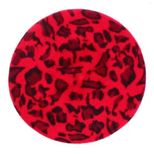 BERETS Leopard in stile francese Beanie Hatst Artista del cappello caldo regolabile per Lady Adults Red