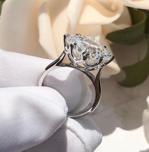 Hollow Flower Cut 6CT Lab Diamond Ring 925 Srebrny Srebrny Bijou zaręczyny Pierścienie dla kobiet Bridal Party Jewelry7637845