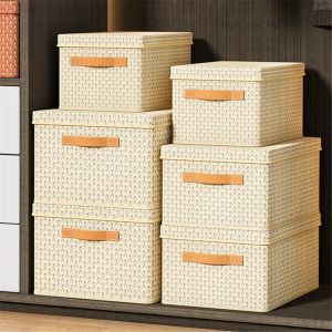 Hosen Stoffbox Aufbewahrung Kleidung Organizer Schränke Schublade Hosen Unterwäsche Aufbewahrungsbox mit Deckelgarderobe Kleidung Aufbewahrung Organisatoren