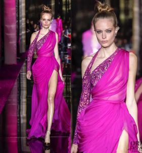 Zuhair Murad 2020 Vestidos de noite sexy One ombro de chiffon