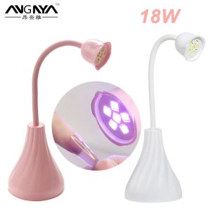 Dryers ANGNYA Rose Mini Nail Lamp UV LED Lamp for Nails Pink White Nail Dryer For Manicure UV Light For Curing Gel Nail 18W 6 LEDs